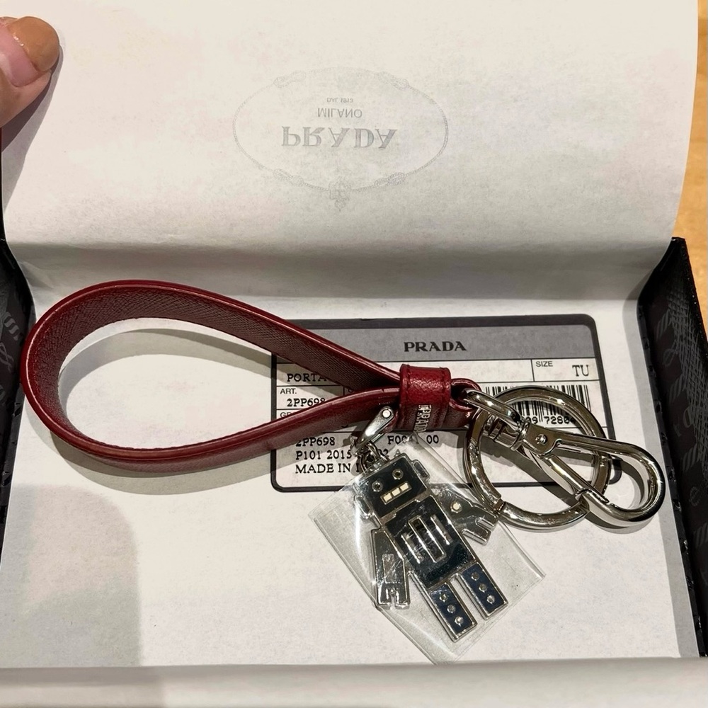 Prada Saffiano Leather Keychain Robot
